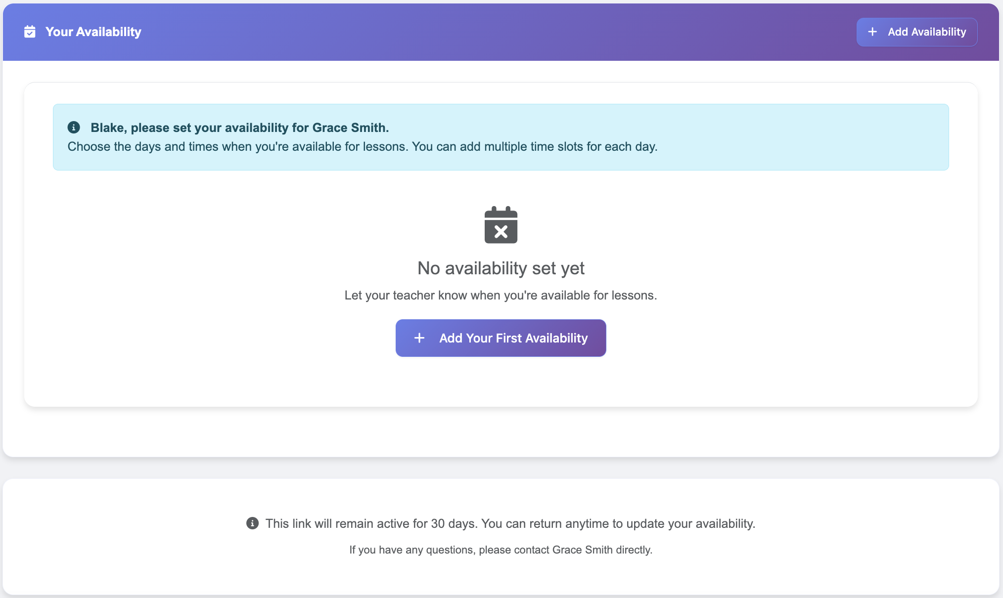 Student availability form